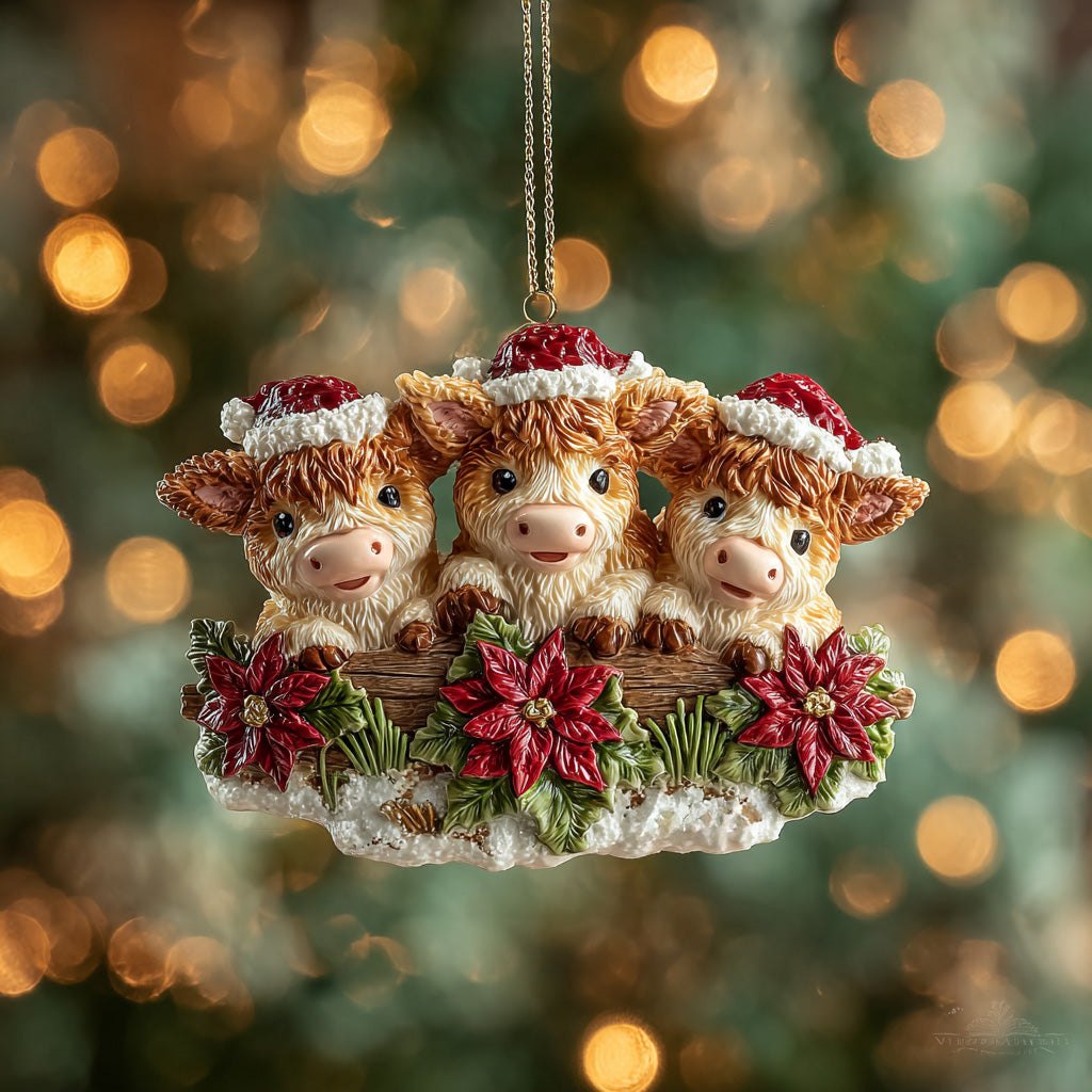 Christmas Cow Trio Christmas Ornament