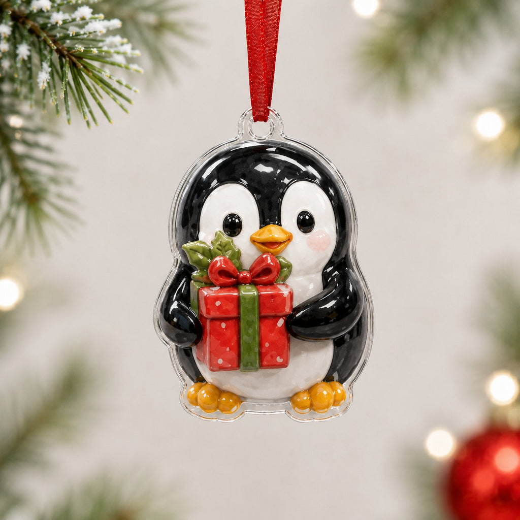 Christmas Gift Penguin Candy Cane Christmas Ornament
