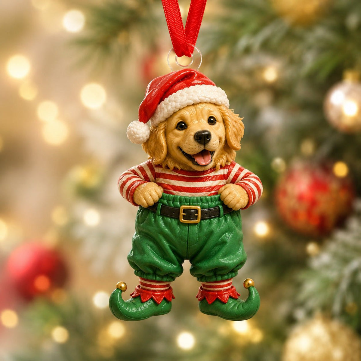 Christmas Golden Retriever Christmas Ornament