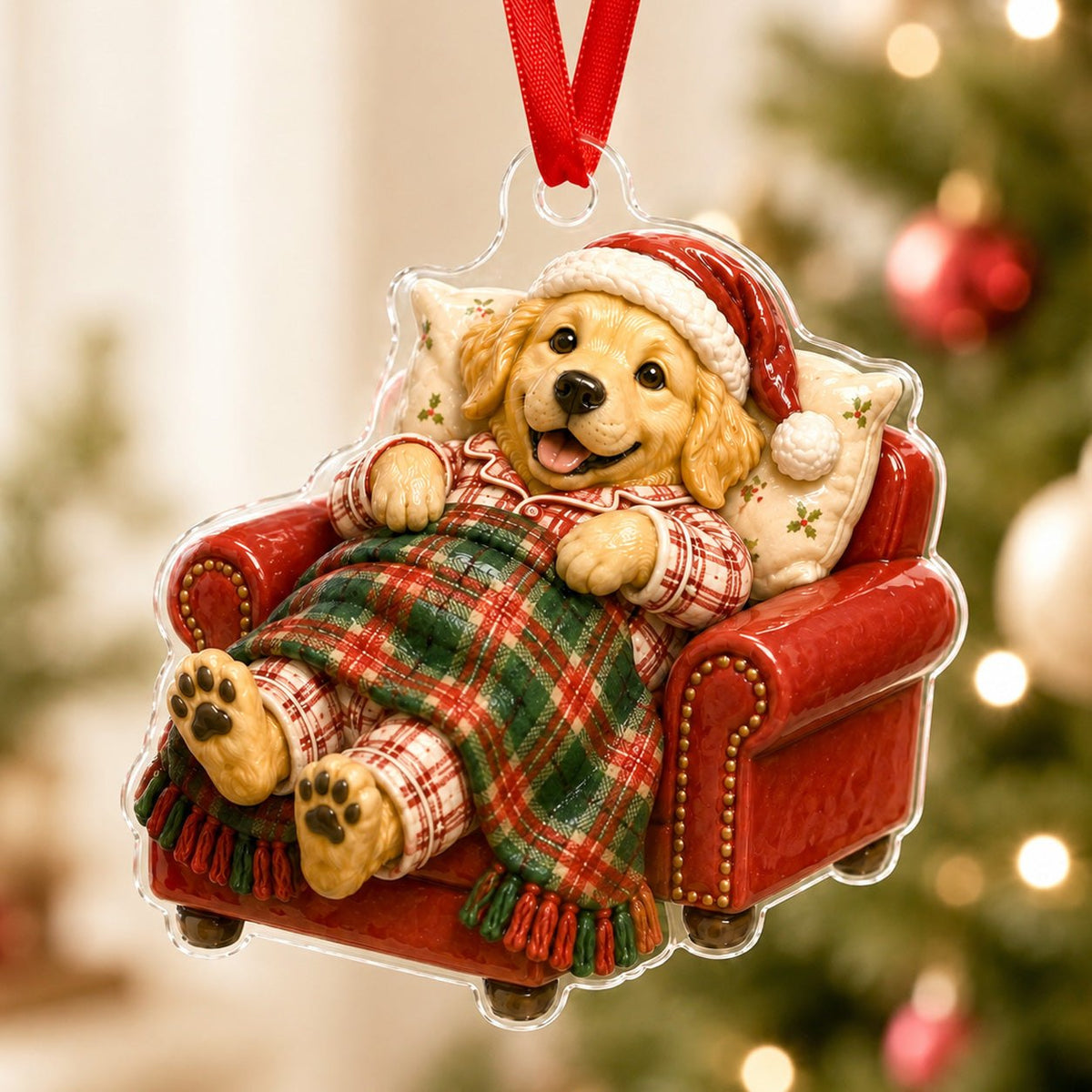 Christmas Night Golden Retriever Christmas Ornament