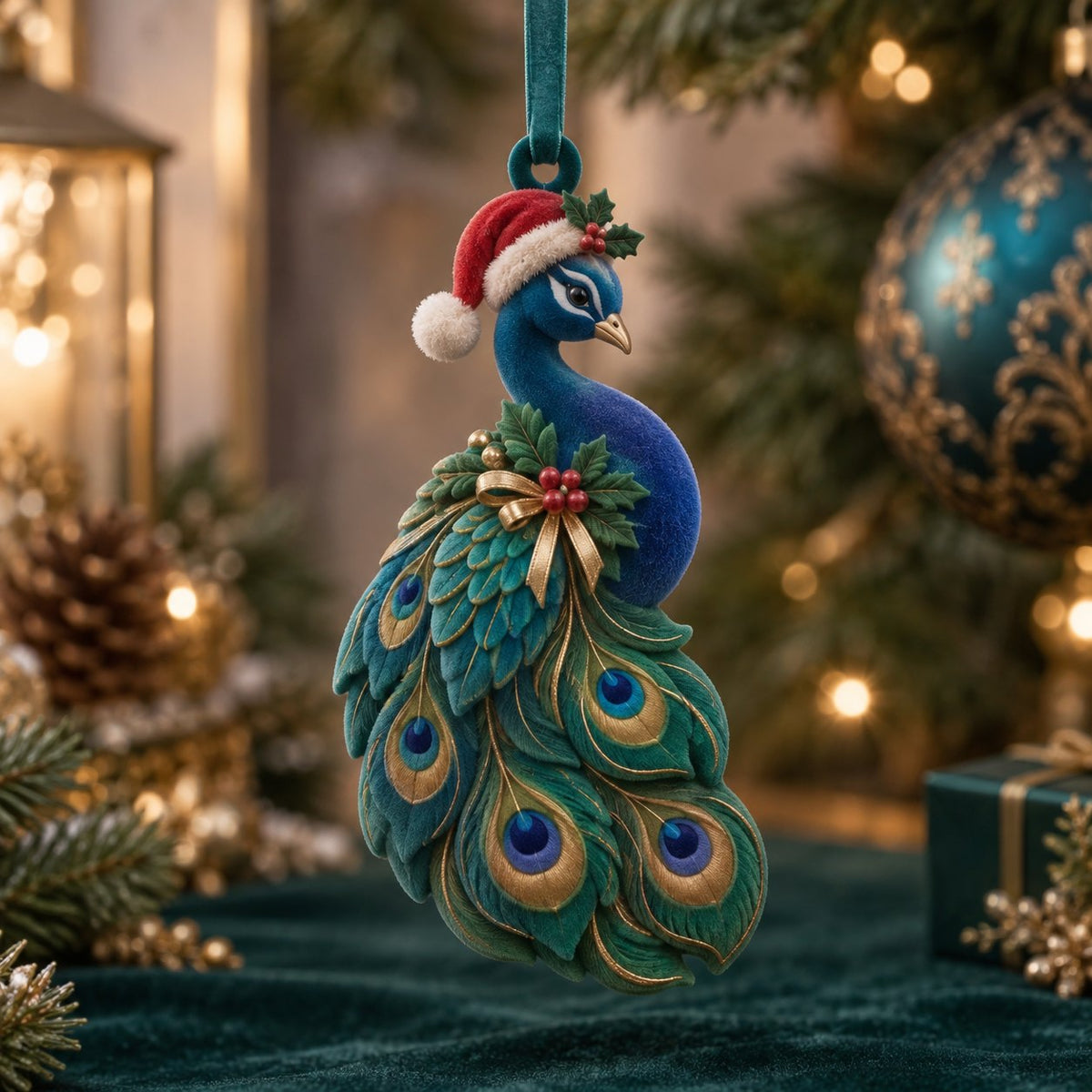 Christmas Peacock Christmas Ornament