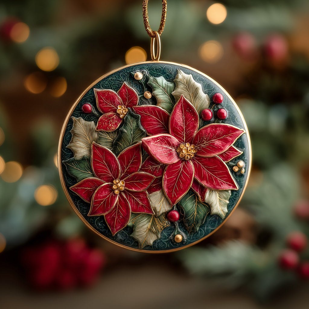 Christmas Poinsettia Glow Christmas Ornament