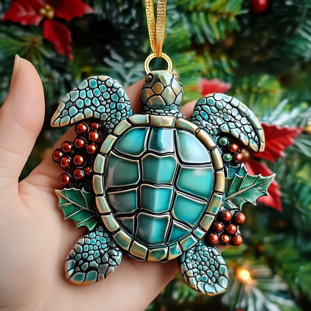 Christmas Turtle Mingle Christmas Ornament