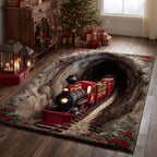 Christmas area rug in a living room