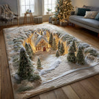 Christmas Cabin Light area rug in a living room