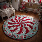 Christmas Candy Swirl Round Mat Rug - washable non-slip printed rug