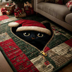 Christmas Cat area rug in a living room