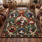 Christmas Cat Ornaments area rug in a living room
