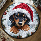 Christmas Dachshund Dog Round Mat Rug