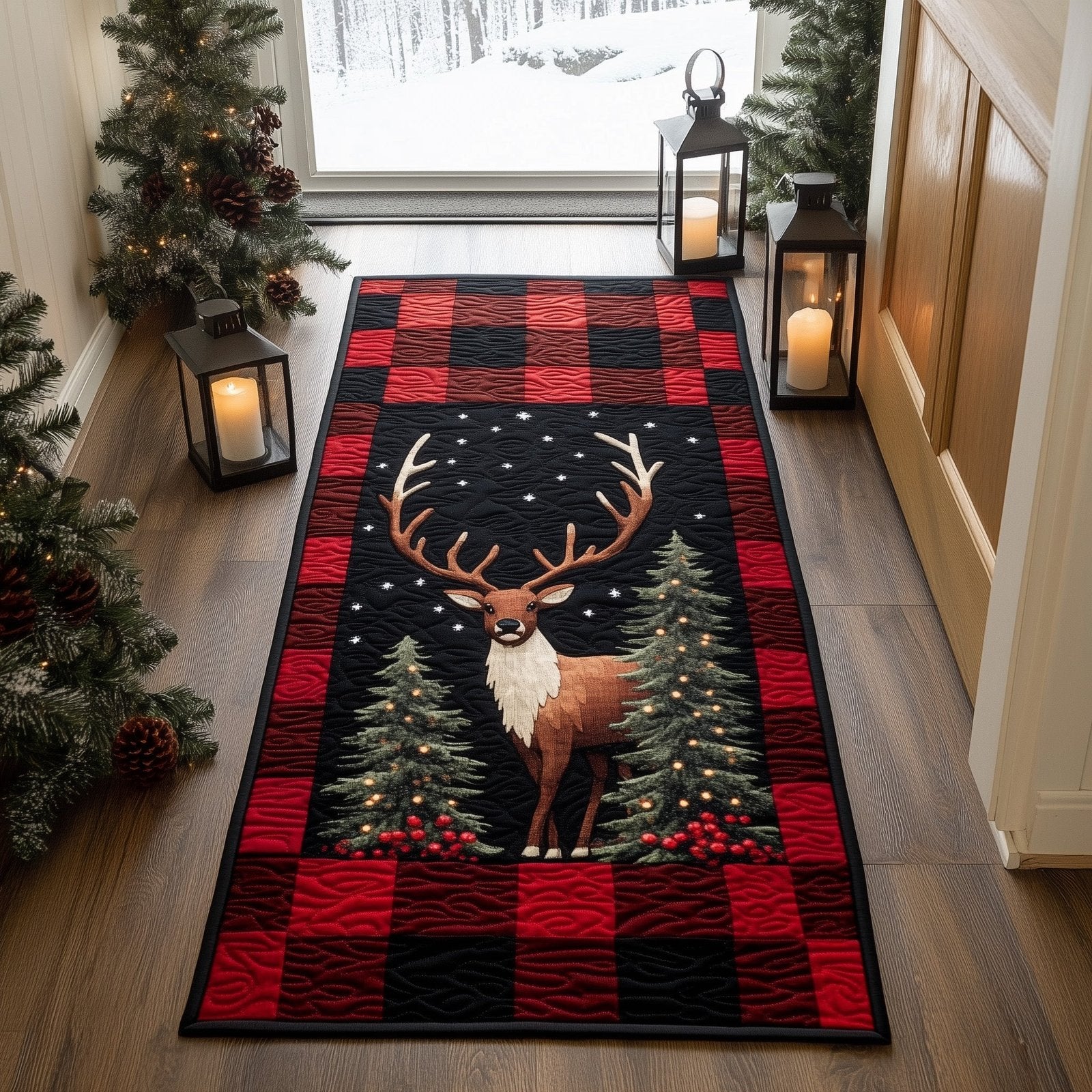 Christmas Deer Friend Runner Rug - Nature Design | Serene Runner Rug