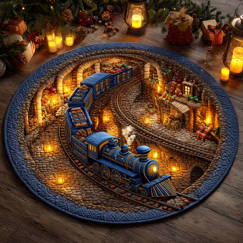 Christmas Depot Journey Round Mat Rug