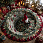 Christmas Descent Round Mat Rug - washable non-slip printed rug