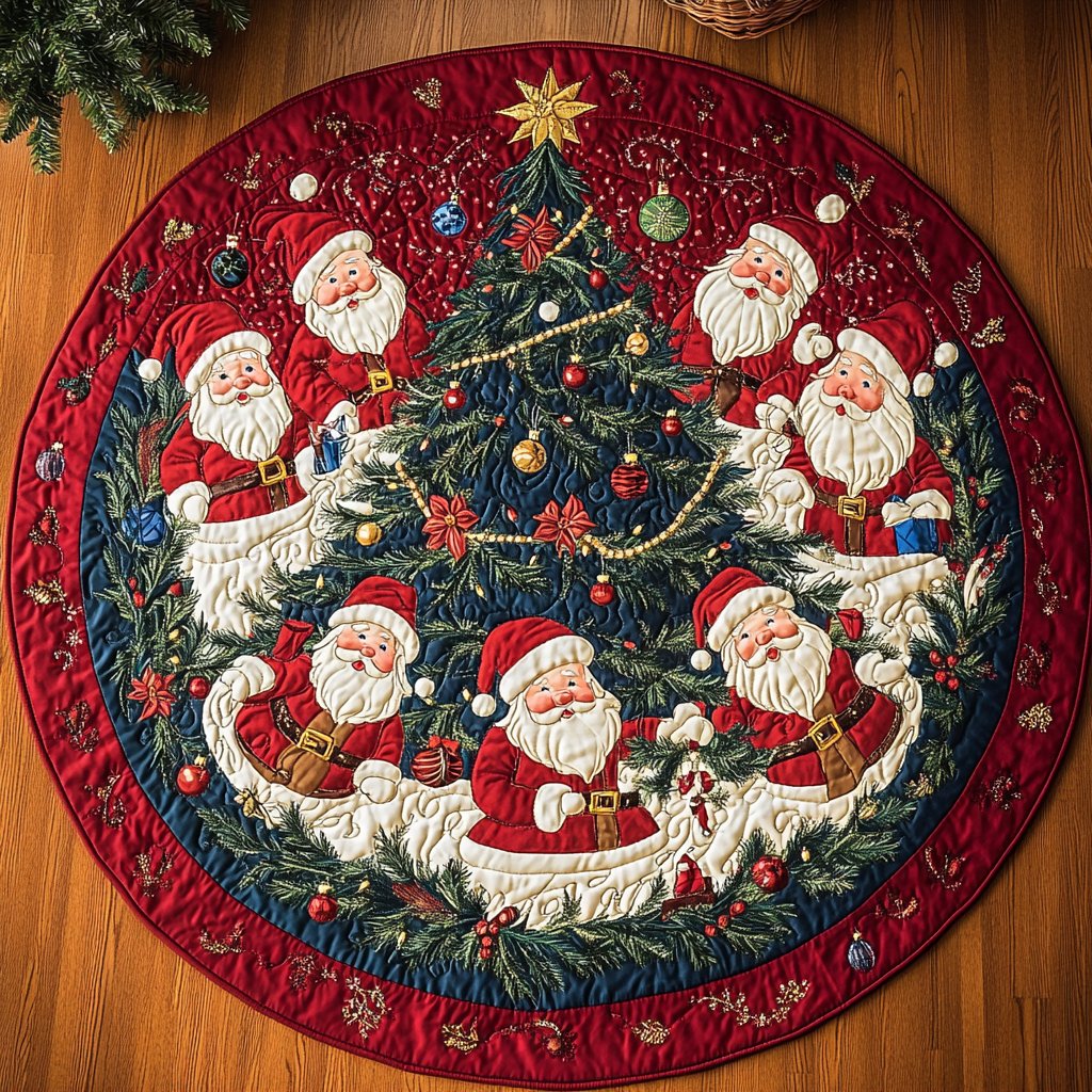 Christmas Eve Echo Round Mat Rug - washable non-slip printed rug