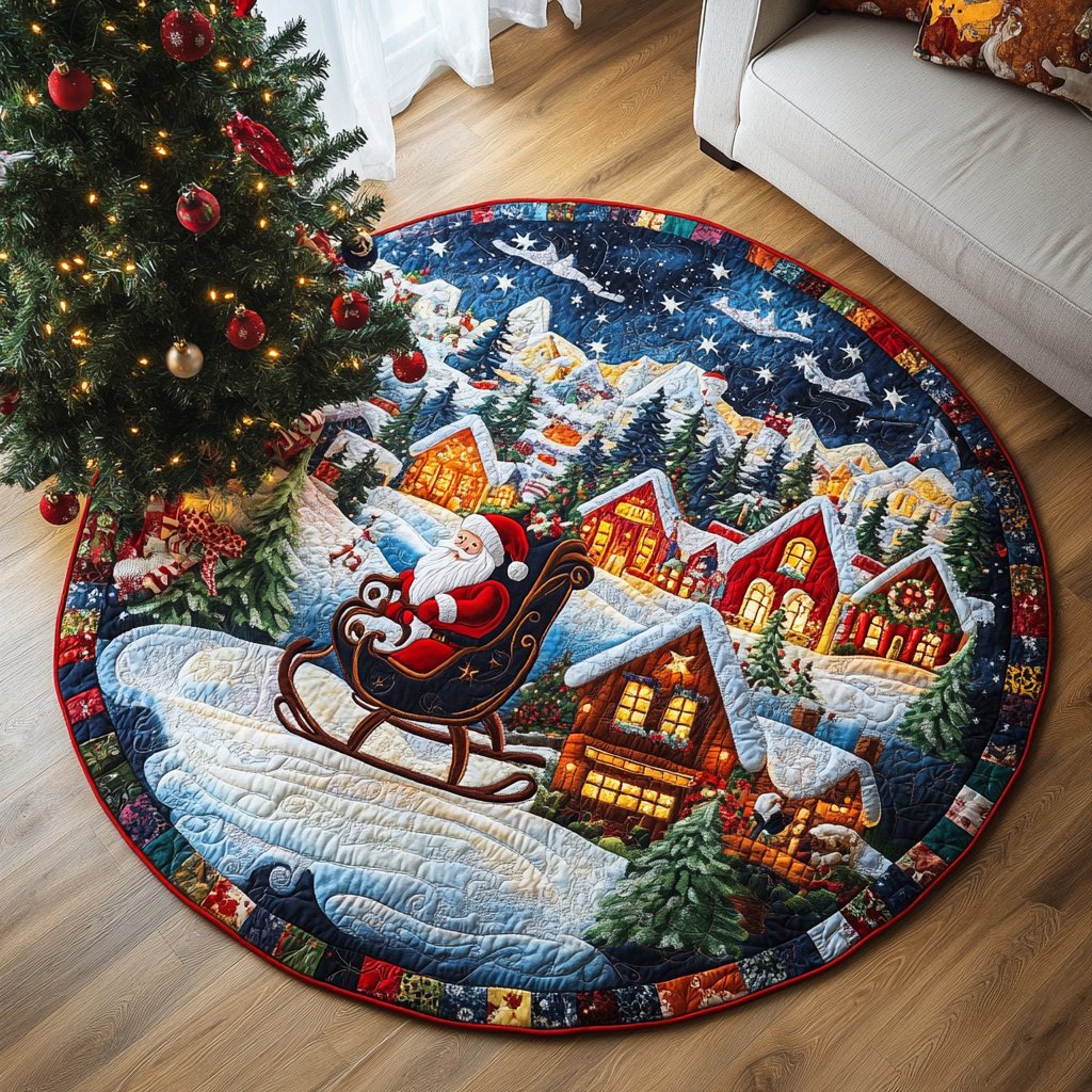 Christmas Eve Magic Round Mat Rug - washable non-slip printed rug