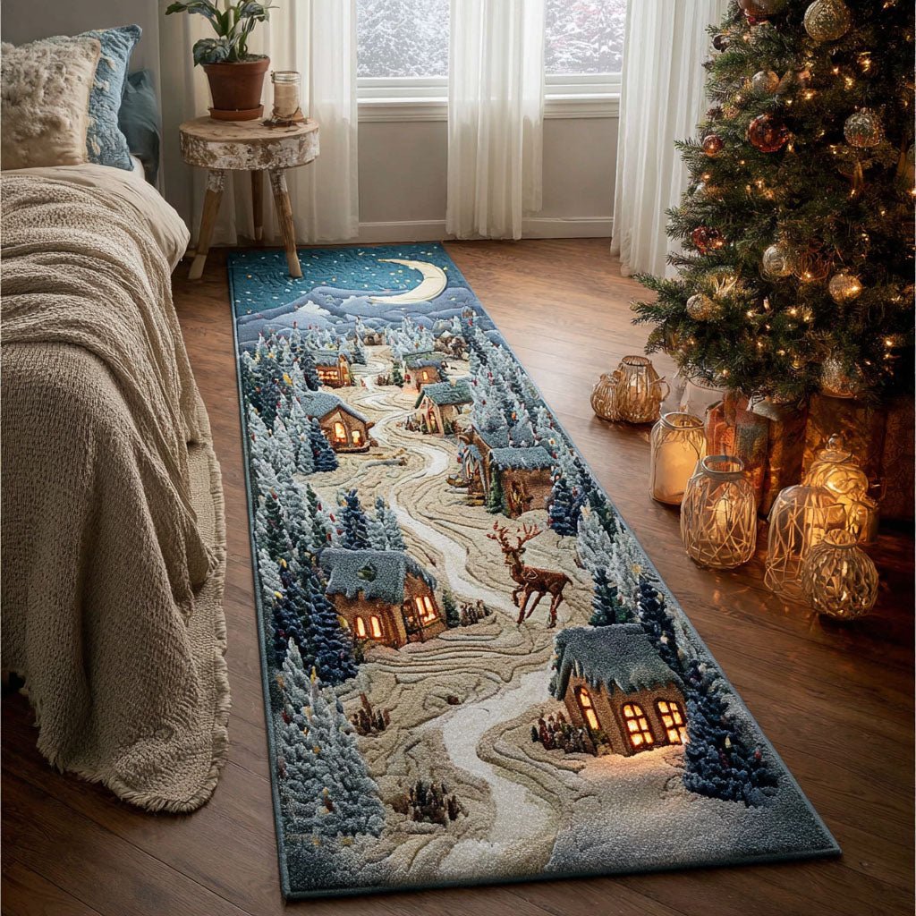 Christmas Eve Pathway Runner Carpet Runner Rug - Cute Pet Design | Animal Printed Runner Rug