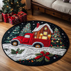 Christmas Eve Retreat Round Mat Rug - washable non-slip printed rug