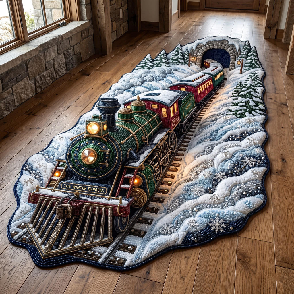 Christmas Express Custom Shape Area Rug - Seasonal Design | Die-Cut Non-Slip Rug - washable non-slip printed rug