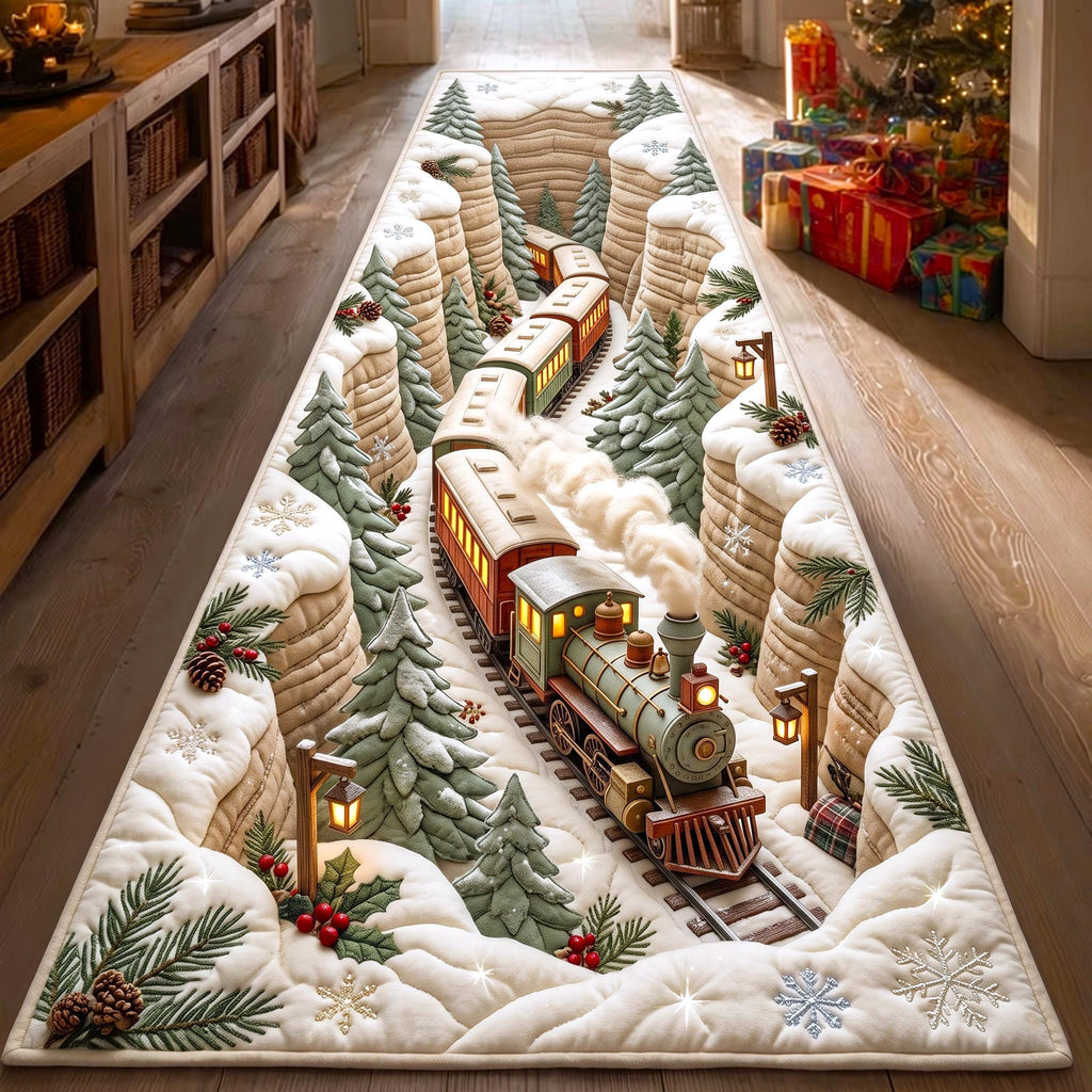 Christmas Forest Runner Rug - Seasonal Design | Festive Runner Rug - washable non-slip printed rug