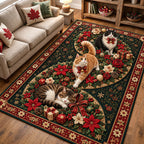 Christmas Garden Cats area rug in a living room