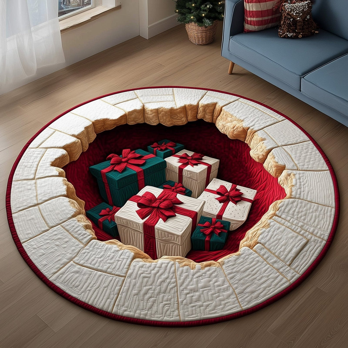 Christmas Gifts Round Mat Rug - washable non-slip printed rug