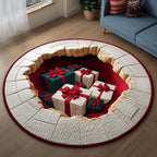 Christmas Gifts Round Mat Rug - washable non-slip printed rug