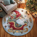 Christmas Glow (Design 2) Round Mat Rug - washable non-slip printed rug