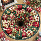 Christmas Glow Round Mat Rug - washable non-slip printed rug