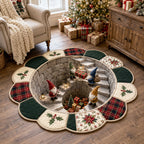 Christmas Gnome Custom Shape Area Rug - Seasonal Design | Die-Cut Non-Slip Rug - washable non-slip printed rug
