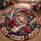 Christmas Gnome Magic Round Mat Rug - Seasonal Design | Festive Home Decor - washable non-slip printed rug