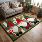 Christmas Gnomes area rug in a living room