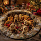 Christmas Golden Crew Round Mat Rug - Nature Design | Serene Home Decor