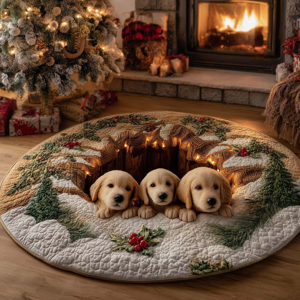 Christmas Golden Crew Round Mat Rug - Nature Design | Serene Home Decor