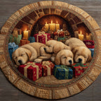 Christmas Golden Crew Round Mat Rug - Nature Design | Serene Home Decor