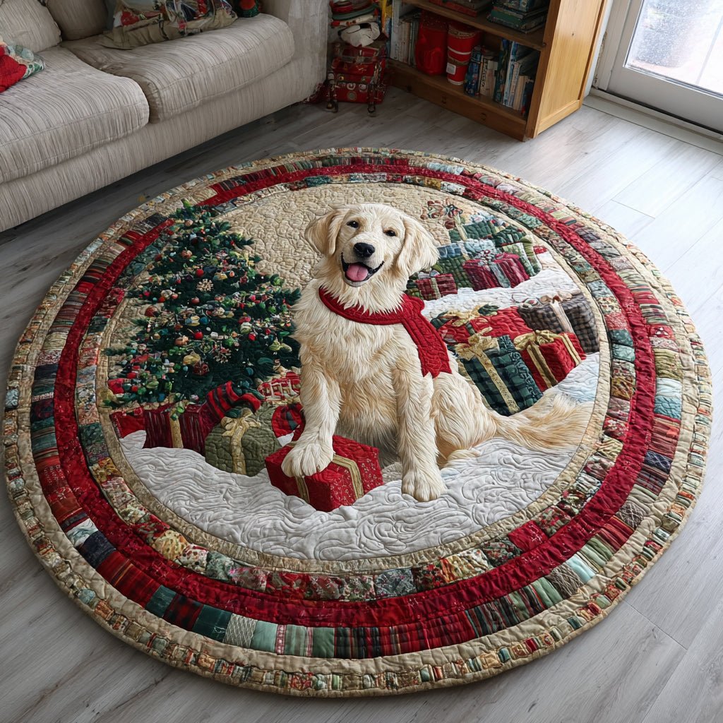 Christmas Golden Retriever Round Mat Rug - Nature Design | Serene Home Decor