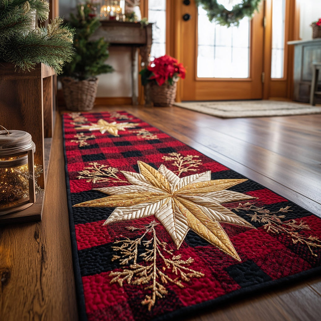 Christmas Golden Star Runner Rug - Nature Design | Serene Runner Rug