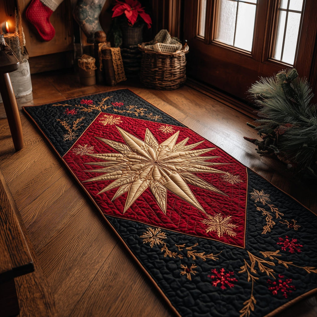 Christmas Golden Star Runner Rug - Nature Design | Serene Runner Rug
