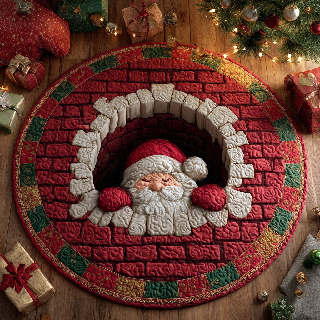 Christmas Haven Round Mat Rug - washable non-slip printed rug