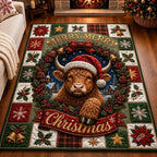 Christmas Highland Magic area rug in a living room