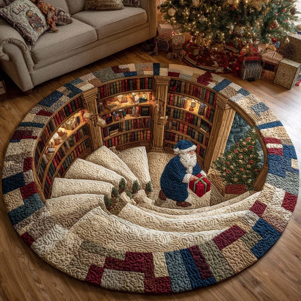 Christmas Hollow Round Mat Rug - washable non-slip printed rug