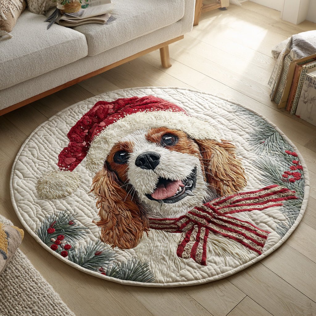 Christmas King Charles Round Mat Rug - washable non-slip printed rug