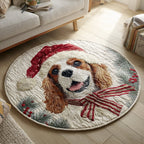 Christmas King Charles Round Mat Rug - washable non-slip printed rug