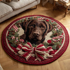 Christmas Labrador Retriever Christmas Round Mat Rug - washable non-slip printed rug