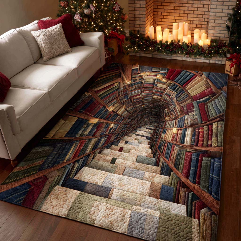 Christmas Library area rug in a living room