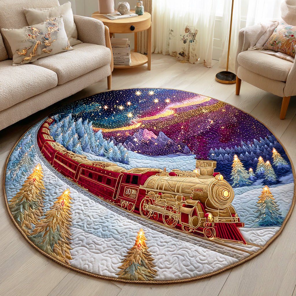 Christmas Locomotion Round Mat Rug - washable non-slip printed rug