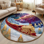 Christmas Locomotion Round Mat Rug - washable non-slip printed rug