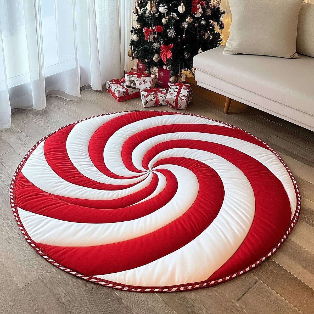 Christmas Lolipop Round Mat Rug - washable non-slip printed rug