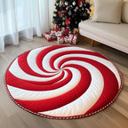 Christmas Lolipop Round Mat Rug - washable non-slip printed rug