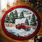 Christmas Morning Magic Round Mat Rug - washable non-slip printed rug