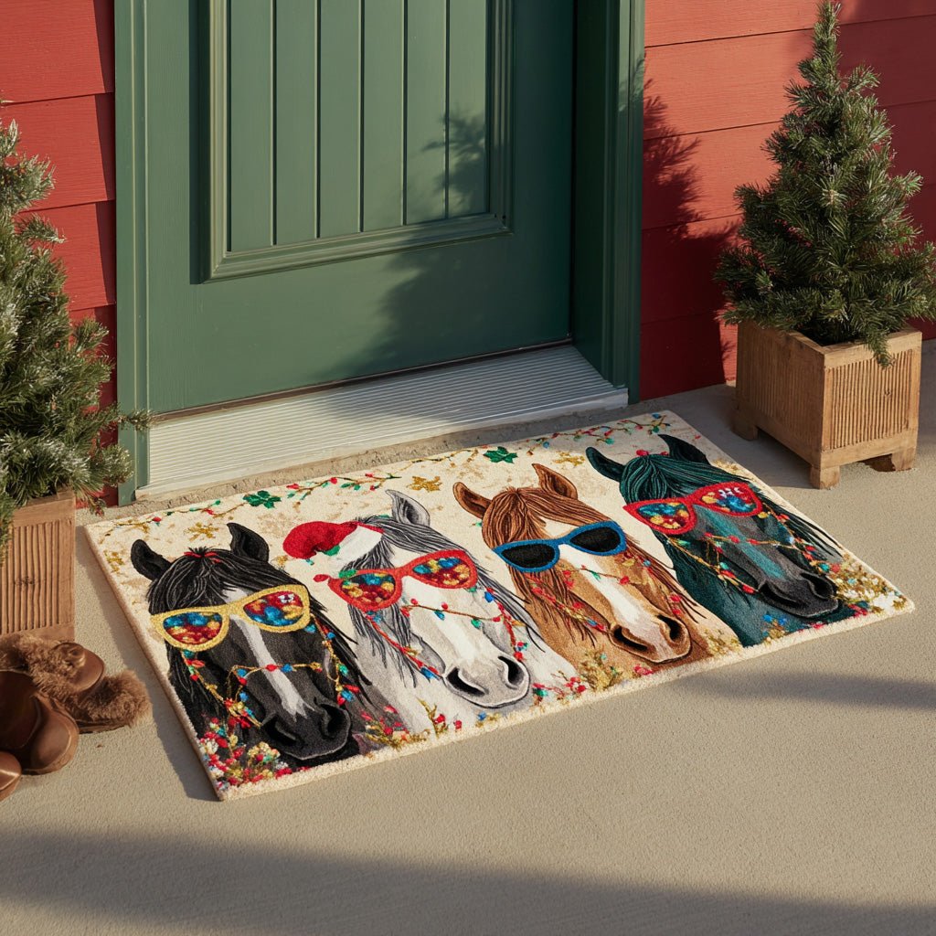 Christmas Mustang Doormat - Faith Inspired Design | Printed Welcome Doormat