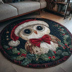 Christmas Owl Christmas Round Mat Rug - washable non-slip printed rug